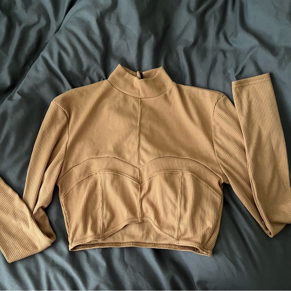 Missguided gold mock neck long sleeve crop top. Size US 4.